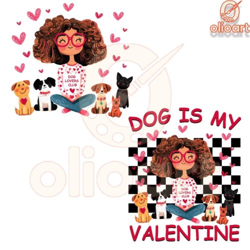 Dog is my Valentine Dog Lovers Club Checkered Png