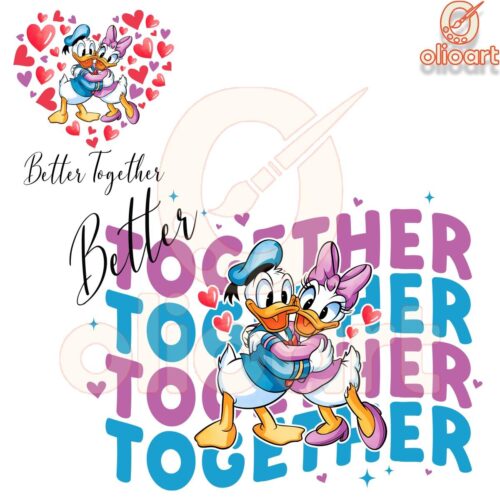 Donald Daisy Better Together Valentine Couple PNG