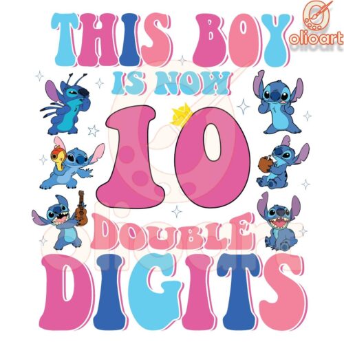 Double Digits 10th Birthday Boy Stitch SVG Design