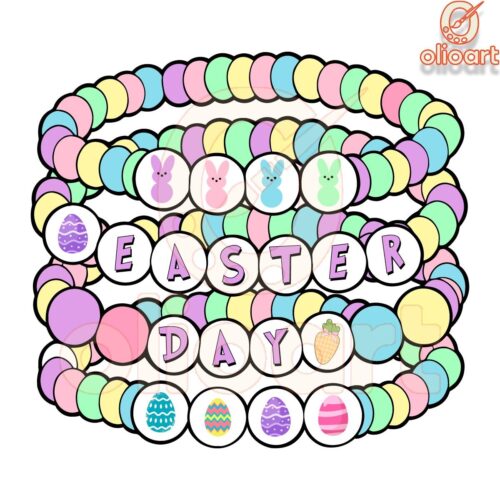 Easter Day Bunny Beaded Friendship Bracelet PNG