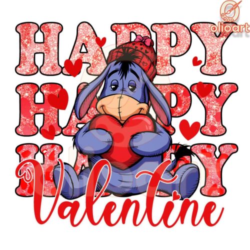 Eeyore Donkey Valentine Cheer PNG Design