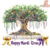 Festive Mardi Gras Bead Tree Coquette PNG Design