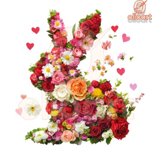 Floral Easter Bunny PNG