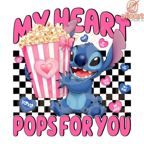 Funny My Heart Pops For You Valentine Stitch Png