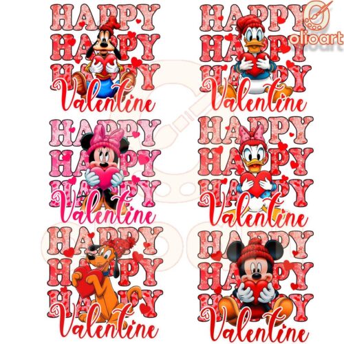 Glitter Happy Valentine Mickey Friends Bundle PNG