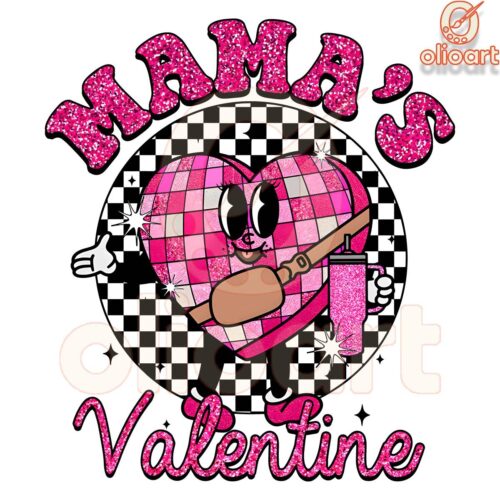 Glitter Mamas Valentine Candy Heart Checkered PNG Design