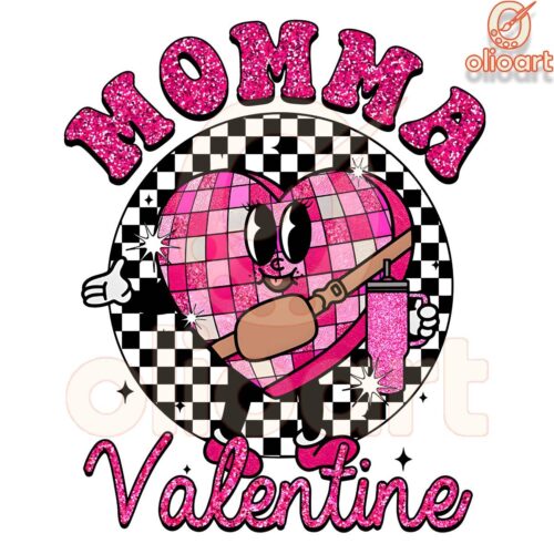 Glitter Mommas Candy Heart Valentine Checkered PNG