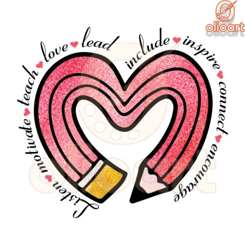 Glitter Pencil Inspire Teach Love Lead PNG Magic