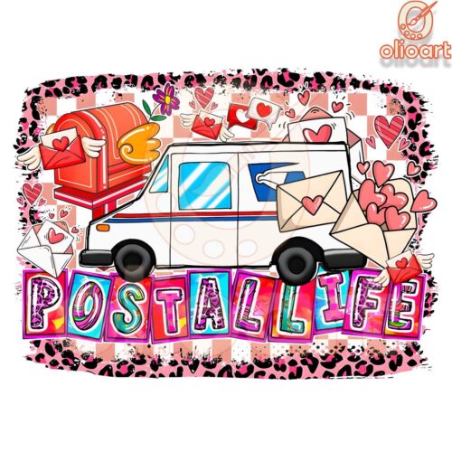 Glitter Valentine Truck Leopard Pattern PNG for Postallife