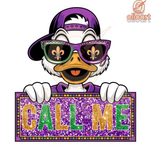 Glittery Mardi Gras Duck Call Me SVGPNG Design