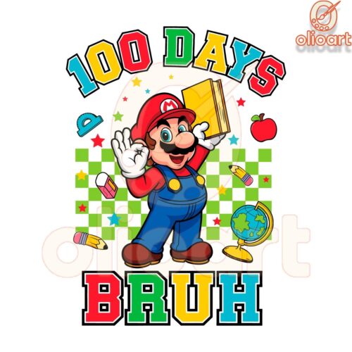 Happy 100 Days Of School Mario Svg