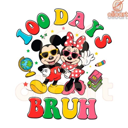 Happy 100 Days Of School Mickey Minnie PNG