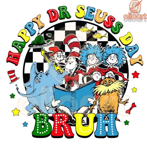 Happy Dr Seuss Day Bruh Checkered PNG