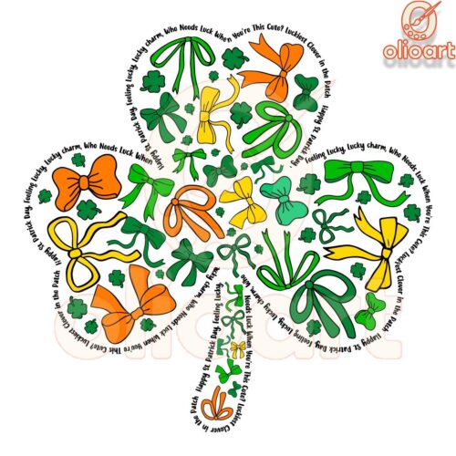 Happy St. Patricks Day Coquette Shamrock PNG