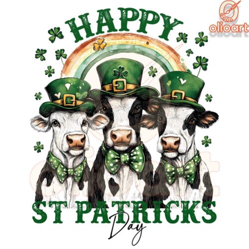 Happy St. Patrick's Day Cows PNG