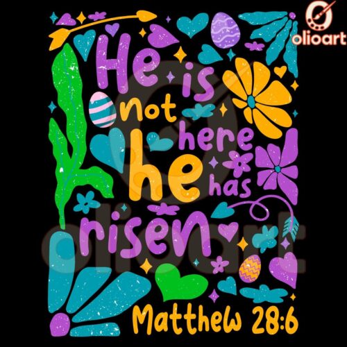 He is not here he has risen Easter Floral Png