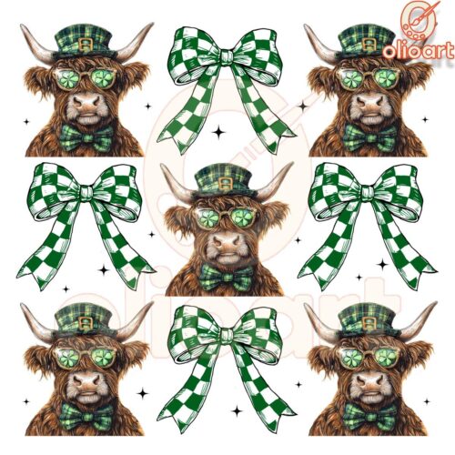 Highland Cow Coquette St. Patrick's Day png