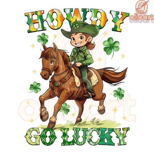 Howdy Go Lucky Cowgirl Lucky Shamrock PNG