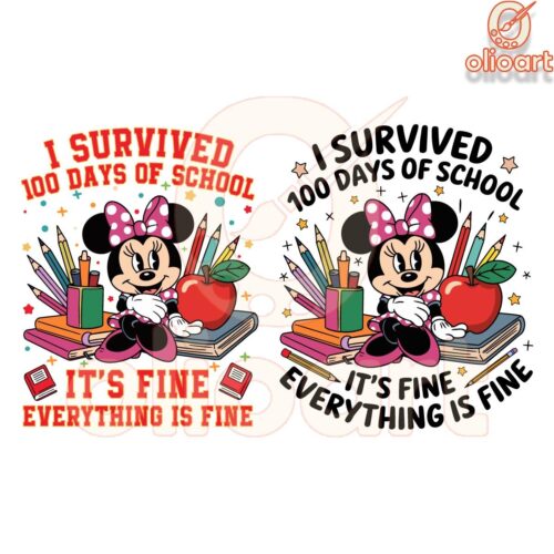 I Survived 100 Days Of School Minnie Mouse PNG