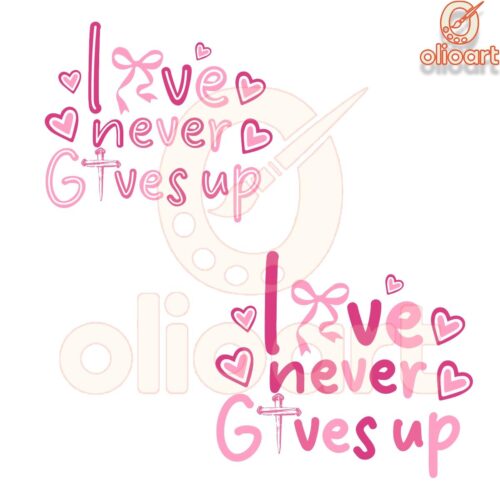 Love Never Gives up Coquette Pink Bow PNG