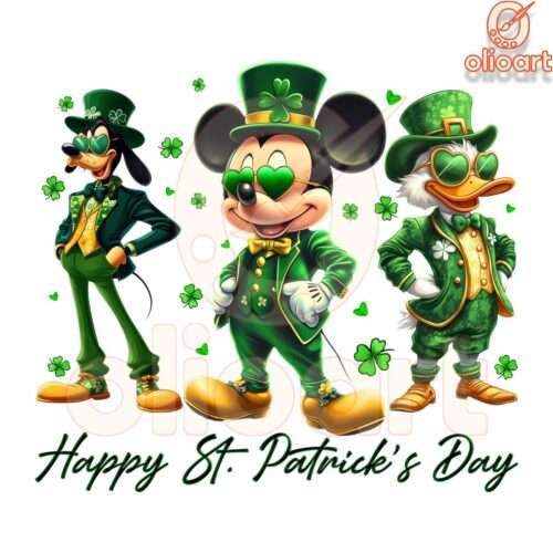 Lucky Mickey Friends St Patricks Day Cheer PNG