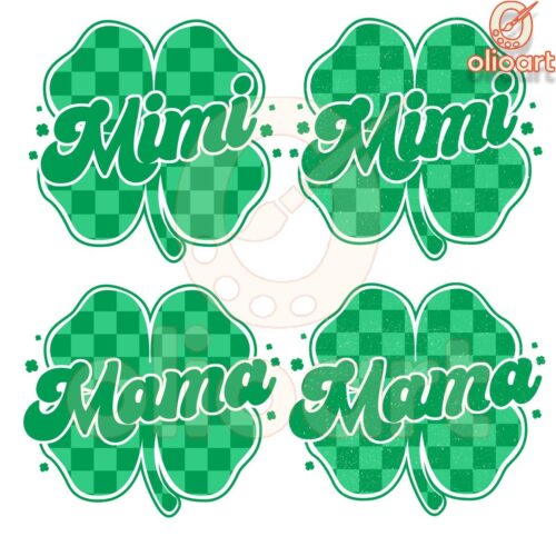 Lucky Shamrock Mama Checkered Bundle PNG