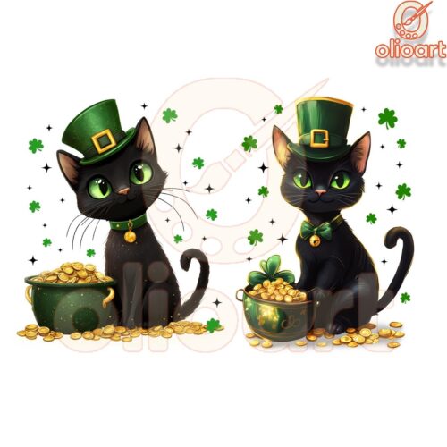 Lucky St. Patrick's Day Black Cat Png