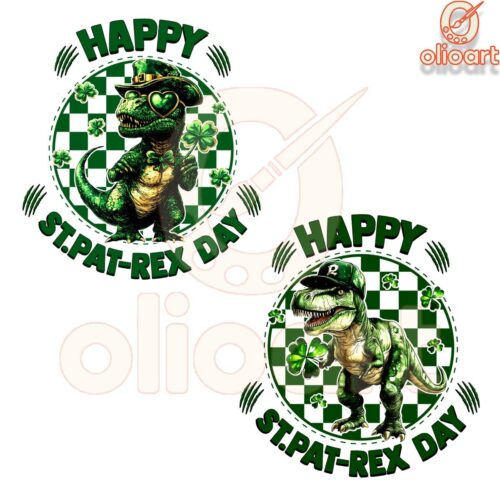 Lucky TRex St Patrex Day PNG Checkered Charm