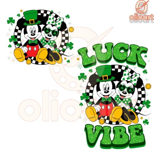 Lucky Vibes Mickey Minnie St Patricks Day SVGPNG