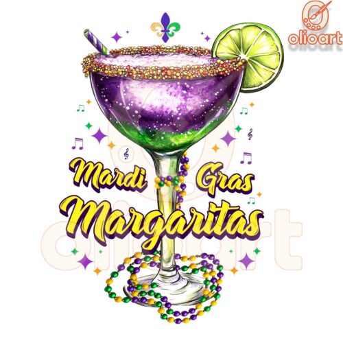 Mardi Gras Margaritas Wine Glass SVG PNG Design