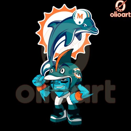 Miami Dolphins NFL Rush Zone Cartoon Character SVG Design