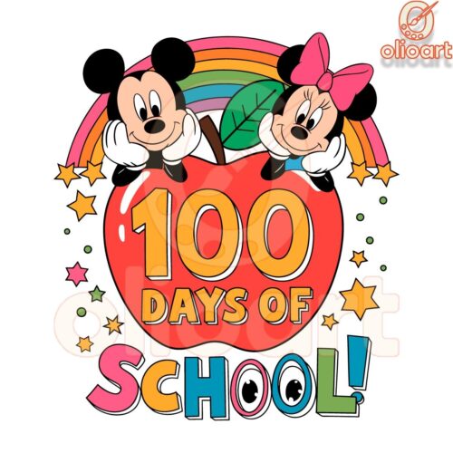 Mickey Minnie Apple 100 Days Of School Png