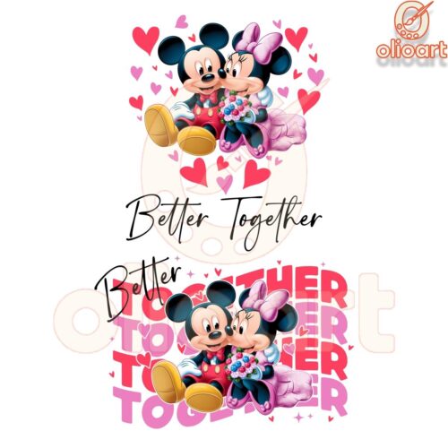 Mickey Minnie Couple Valentine Better Together PNG