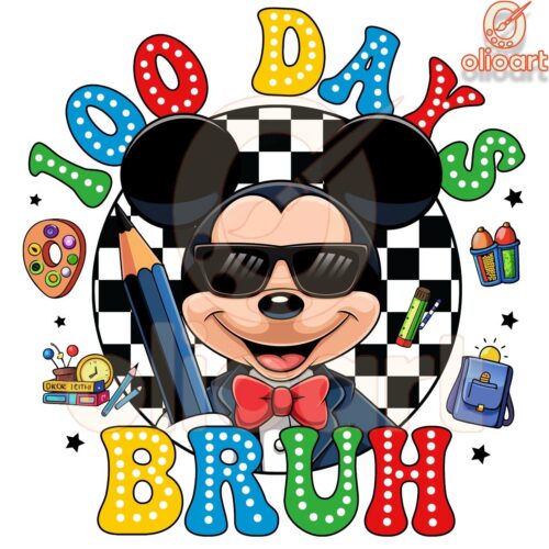 Mickey Mouse 100 Days Bruh Checkered PNG