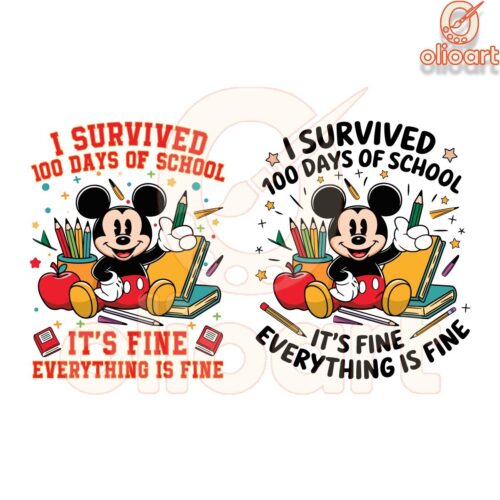 Mickey Mouse I Survived 100 Days Of School PNG