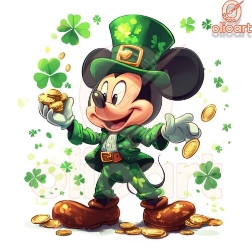 Mickey Mouse St patricks Day Leprechaun Gold PNG