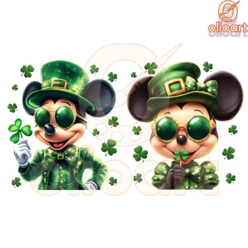 Mickey Mouse St. patrick's day Lucky Shamrock PNG