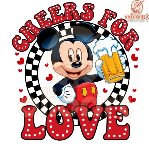 Mickey Mouse Toasts to Love Valentines Day PNG Cheers