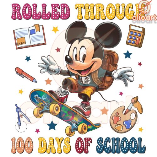 Mickey Rolled Through 100 Days Of School Png