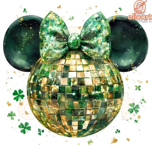 Minnie Disco ball St. patrick's Day PNG