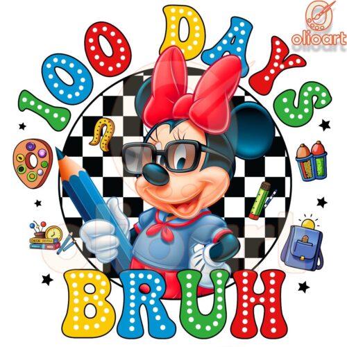 Minnie Mouse 100 Days Bruh Checkered PNG