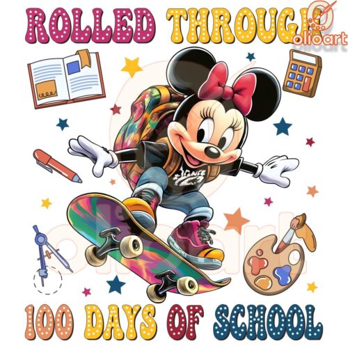 Minnie Mouse Rolled Through 100 Days OF School PNG