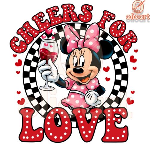 Minnie Mouse Valentine Cheer in Checkered Love PNG