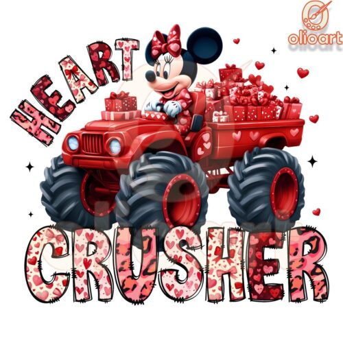 Minnie mouse Valentine Heart Crusher Tractor PNG