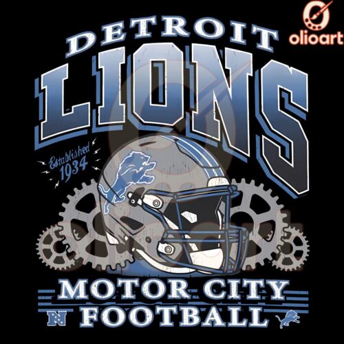 Motor City Pride Vintage Detroit Lions Football Helmet PNG