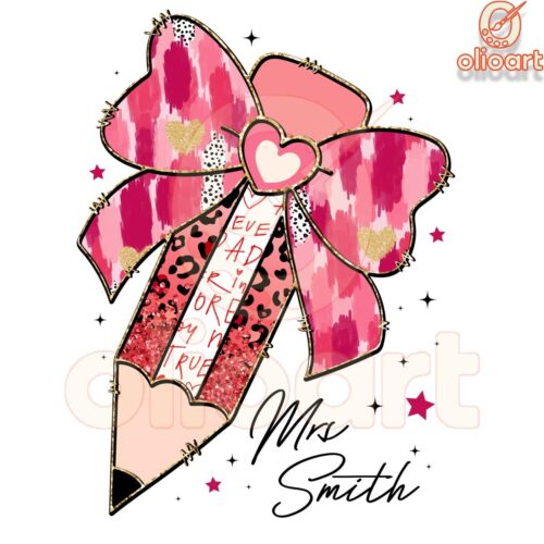 Mrs Smiths Handwriting Valentine Teacher Coquette PNG Design