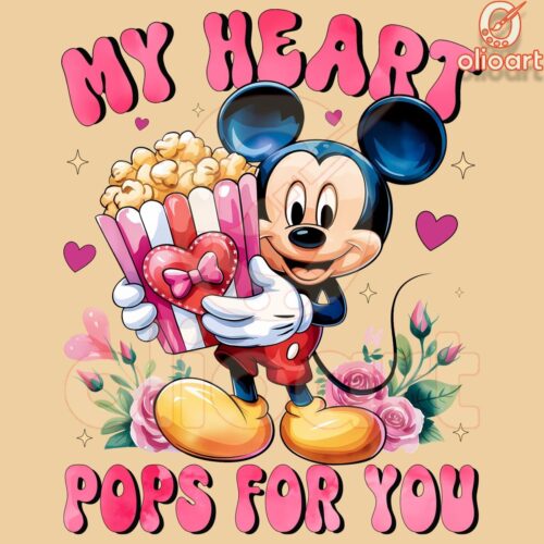 My Heart Pops for You Disney Mickey Valentine PNG