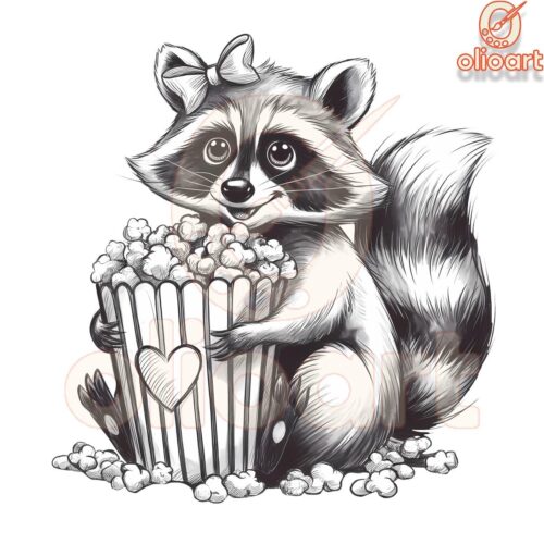 My Heart Pops For You Funny Valentine Raccoon PNG