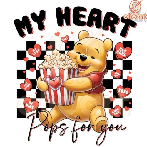 My Heart Pops For You Pooh Bear Valentine Png