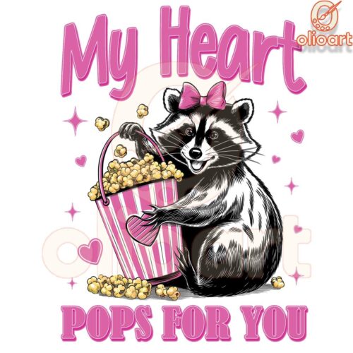 My Heart Pops For You Valentine Racoon Png